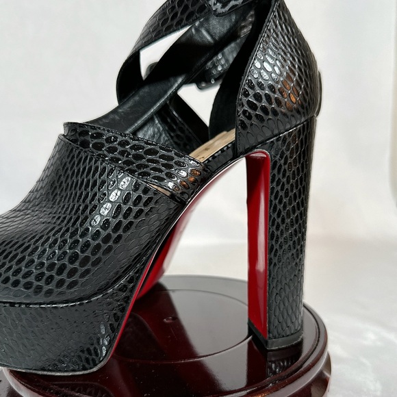 Christian Louboutin Black Python Pumps Platform Heels - Picture 6 of 9